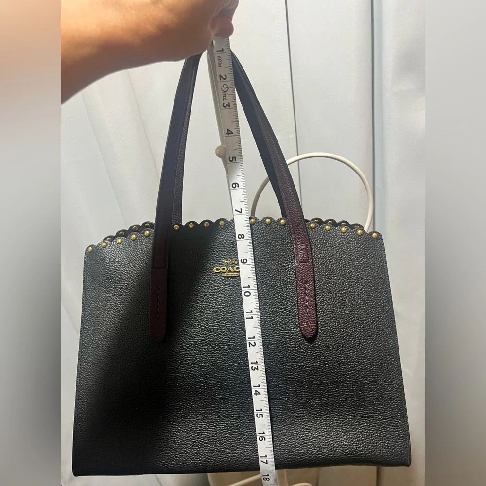Coach Charlie Carryall Black Tote with Brown Handles and Scalloped  rivets - Picture 4 of 16